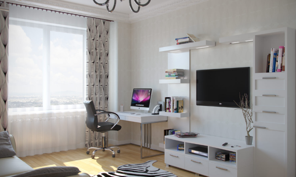 Гостиная с рабочим местом: зона и дизайн кабинета, в одной комнате .