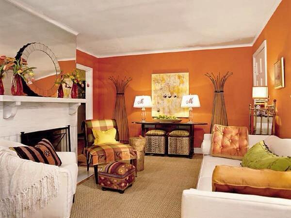 Правильно выбранный тон терракотового цвета в интерьере гостиной создаст атмосферу умиротворения и расслабления