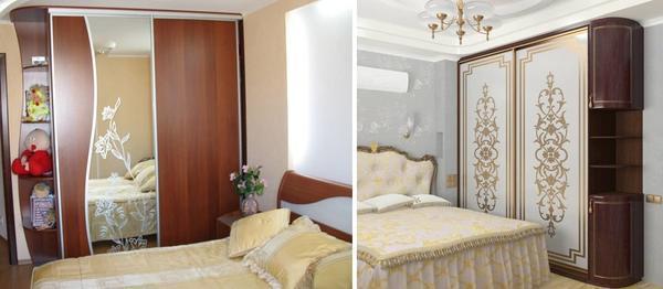 Для спальни небольшого размера желательно подбирать шкаф-купе светлых оттенков или с зеркальными дверцами, чтобы визуально расширить пространство в комнате