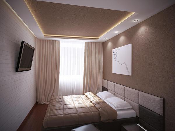 Натяжной потолок с подсветкой при ограниченном пространстве позволит визуально увеличить комнату