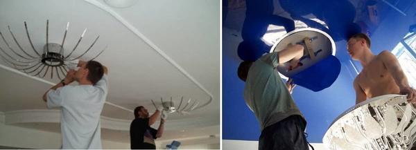 При самостоятельной установке светильников и люстр для натяжного потолка, вам необходимо быть предельно внимательными и аккуратными, чтобы не повредить полотно натяжной конструкции