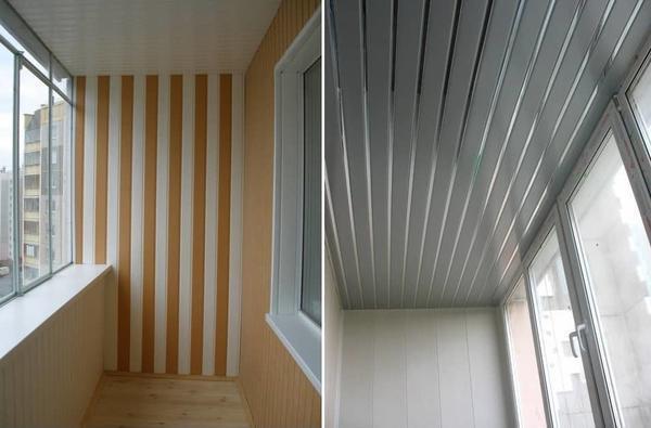 Пластиковые или алюминиевые рейки — практичный, долговечный, прочный, аккуратный, красивый и надежный материал для отделки потолка на балконе