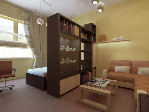 Зонирование комнаты при помощи шкафа-купе является популярным дизайнерским приемом, способным  сделать помещение более функциональным