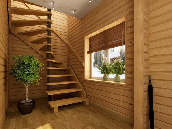 Простые и недорогие деревянные лестницы для дома выглядят очень достойно