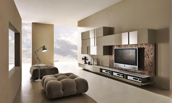 Преимуществом современных направлений в оформлении гостиной является то, что мебель может быть совершенно разных цветов и форм