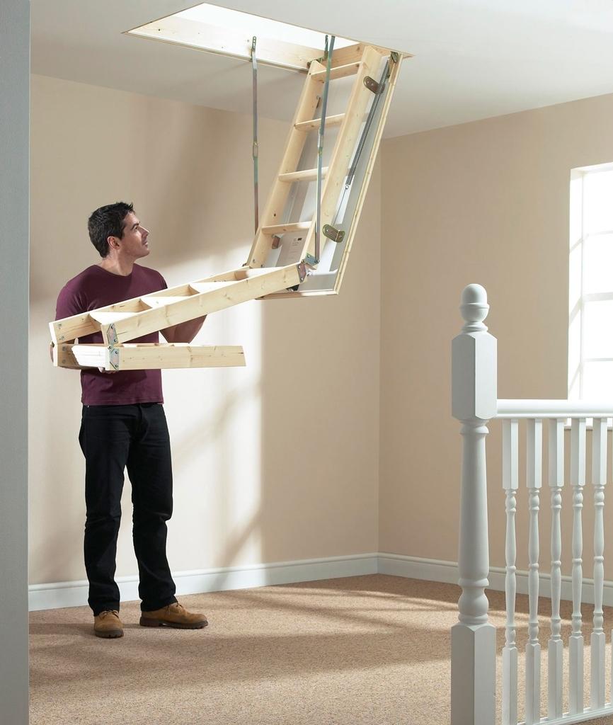 как установить потолочную лестницу