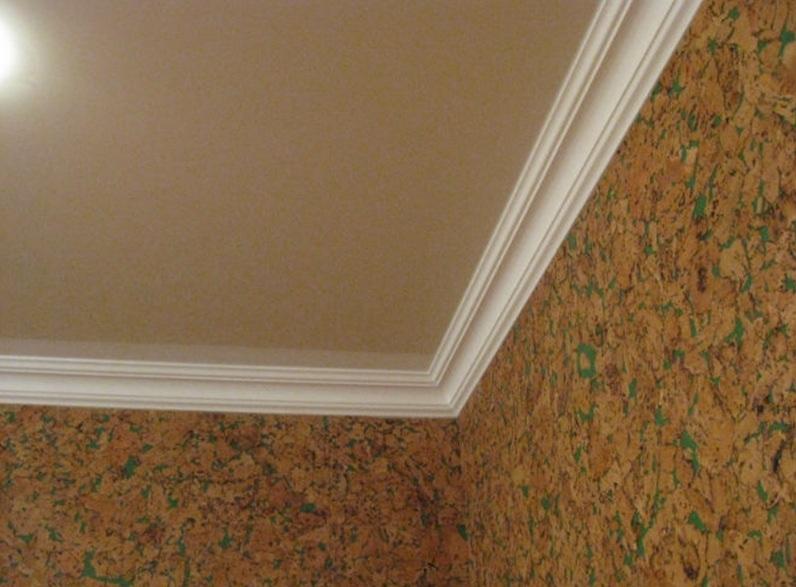 Натяжной потолок с плинтусом потолочным фото