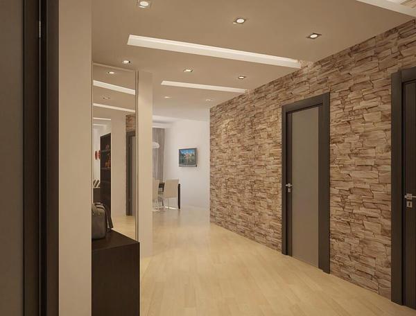 Стена, оформленная с помощью декоративного камня, прекрасно смотрится в интерьере, который выполнен в стиле хай-тек 