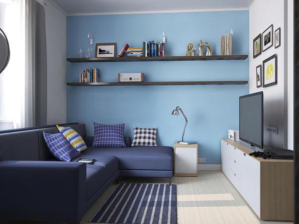 В маленькой гостиной следует ставить мебель по периметру стен, оставляя пустое пространство в центре