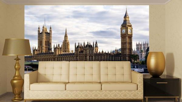 Выбирая фотообои с изображением английской столицы, следует заметить, что даже без дополнительных аксессуаров ваша комната станет воплощением утонченного английского стиля
