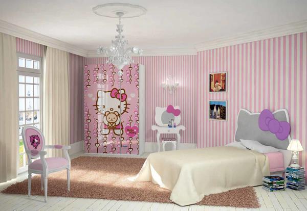 Розовый цвет идеально сочетается с белым, поэтому бело-розовые обои станут прекрасным вариантом для оформления комнаты