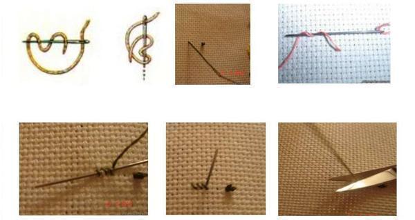 Основные способы закрепления нити на ткани при вышивании