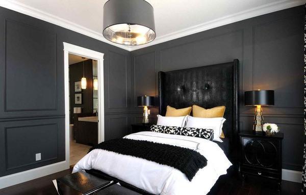 Черно-белая гамма прекрасно впишется в интерьер спальной комнаты в стиле модерн