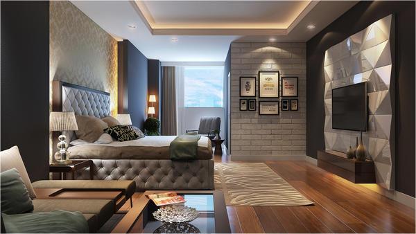 В дизайне интерьера гостиной-спальни особое внимание уделите освещению
