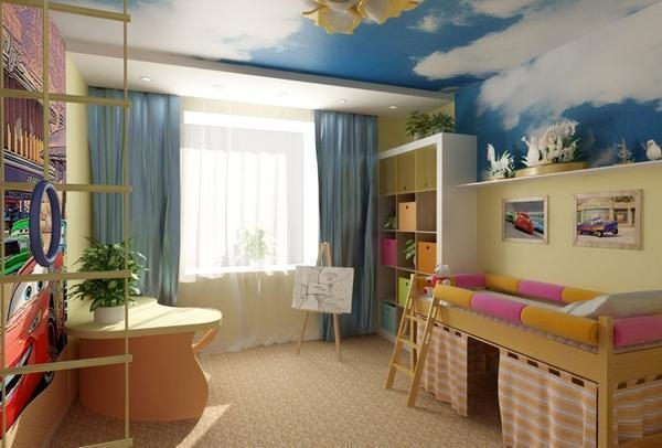 В интерьер детской комнаты потолок в виде неба впишется особенно гармонично