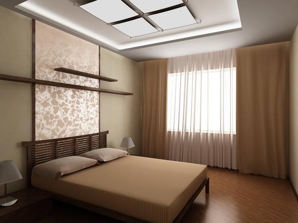 Используя сочетание двух разных обоев можно добиться визуального увеличения пространства в маленькой спальне