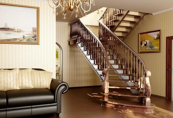 Выбирать угол наклона для лестницы следует в зависимости от ее высоты и личных предпочтений хозяев дома