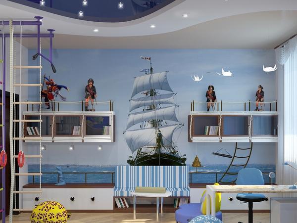 Отлично подойдут для детской комнаты обои с морской тематикой, которые прекрасно оживят интерьер и принесут в дом гармонию и спокойствие