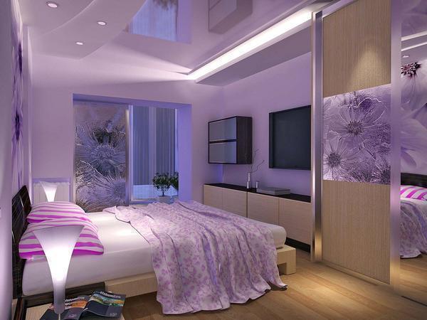 Фиолетовый цвет отлично подходит для спальни, выполненной по фен-шуй 