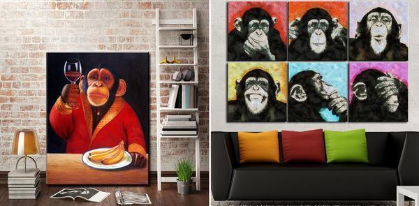 Независимо от техники изготовления, декоративное панно с обезьянами будет смотреться свежо и оригинально