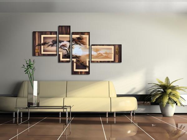 Подбирая модульные картины для гостевой комнаты, обязательно следует учитывать особенности дизайна помещения