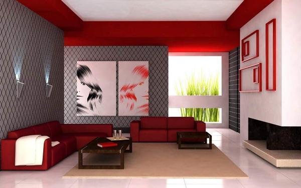 Многие предпочитают выбирать красно-белое сочетание для оформления гостиной, поскольку такая комната позволяет взбодриться за короткий промежуток времени