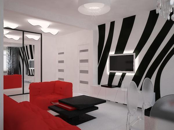 Оформляя черно-белую гостиную, особое внимание следует уделять белому цвету