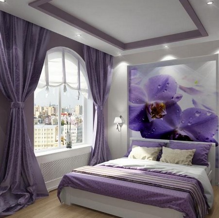 Prekrasan interijer spavaćih soba u ljubičastoj boji i lila s primjerima fotografija