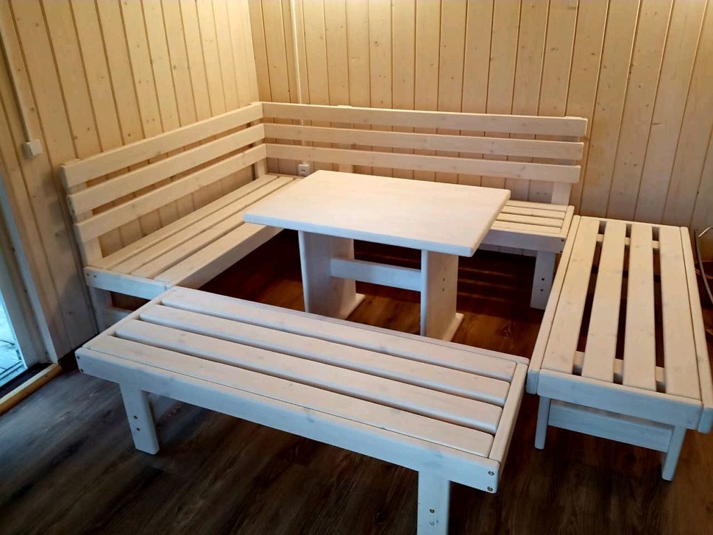 Стол и скамейки для бани