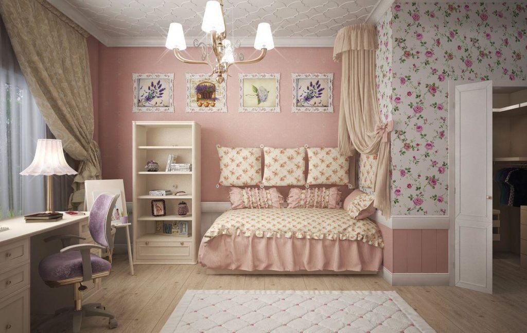 Дизайн интерьера прованс: детская  комната для девочки.
