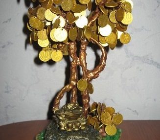 Топиарий из монет: денежное дерево своими руками