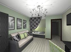 Современный дизайн даст возможность органично совместить спальню и гостиную