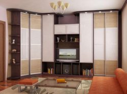 Угловой шкаф-купе вместе с другим мебельным гарнитуром способны стильно украсить интерьер помещения